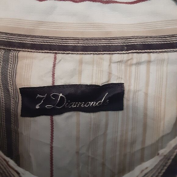 7 Diamonds Shirt XL Long Sleeve Button Blue Striped Pearl Snap Pockets Western - Picture 6 of 11
